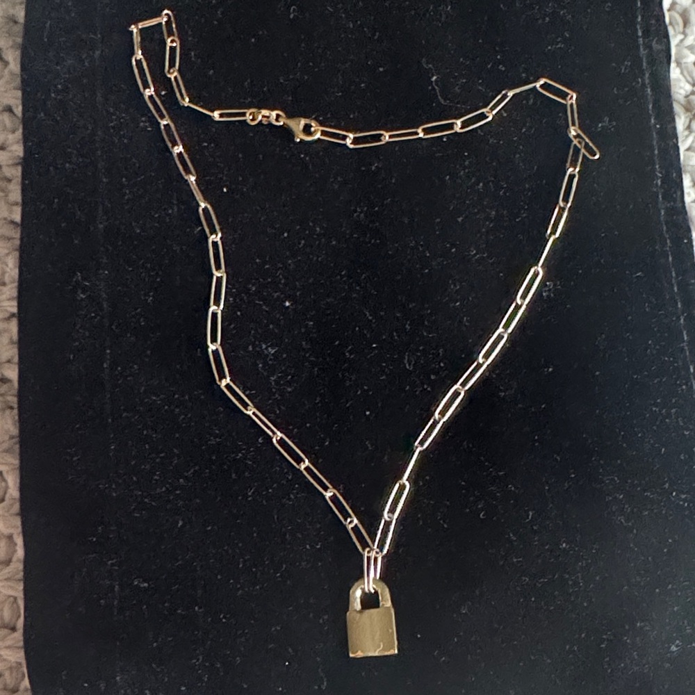 Padlock Paperclip Link Pendant‎ 18" Necklace in 14k Gold-Plated Sterling Silver
